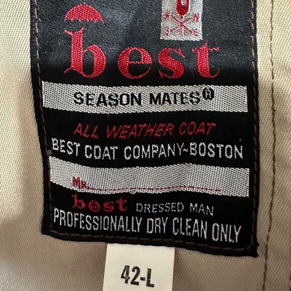 Vintage Best Season Mate All Weather Tan Trench Coat Size L - Picture 3 of 5